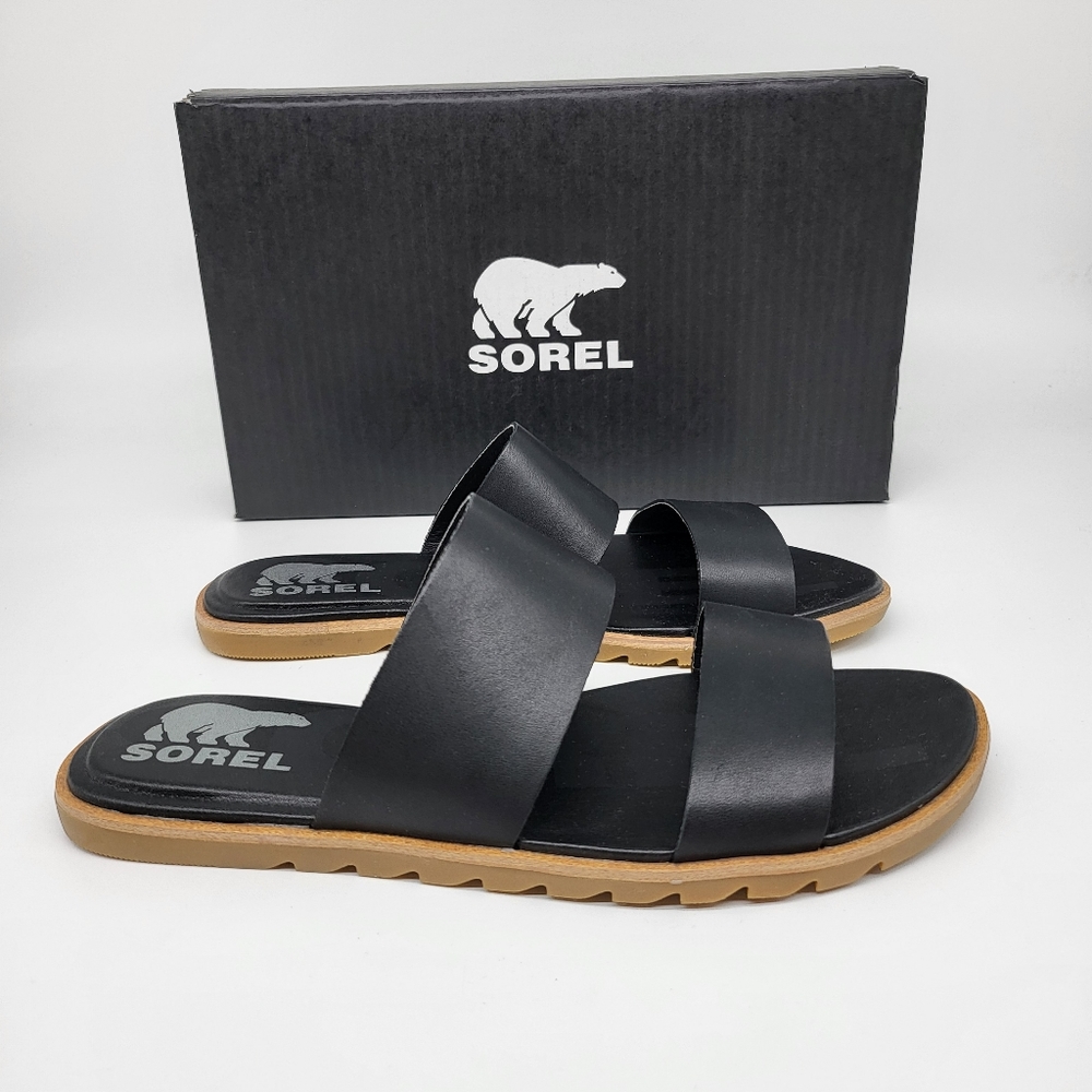 Sorel Black Ella II Suede Women's Sandal - Picture 5 of 6